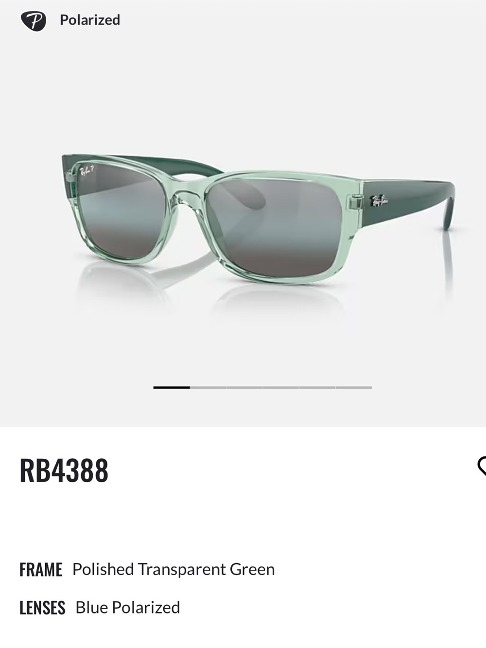 Ray-Ban Transparent Mint Green Frame with Blue Polarized Lenses